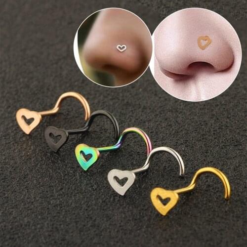 1PC Nose Stud Nose Lip For Man Women Nose Rings Piercing Jewelry Heart Shape High Quality Fashion Personality