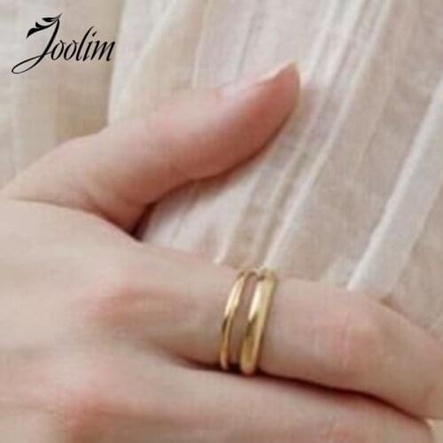 Joolim Simple Gold Color Stainless Steel Band Rings For Women Stainless Steel Jewelry