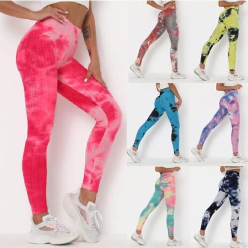 Newst Style Women High Waist Gyms Leggings Push Up Hip Fitness Pants Color Tie-dye Fashion Sport Leggings Anti Cellulite Legging