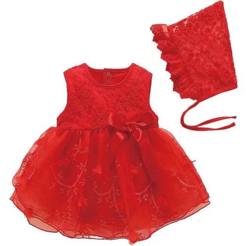 Newborn Summer Baby Girl Clothes Tutu Princess 0-12Months Baptism Birthday High Quality Clothing Dress+Cap Girls Kids Outfits