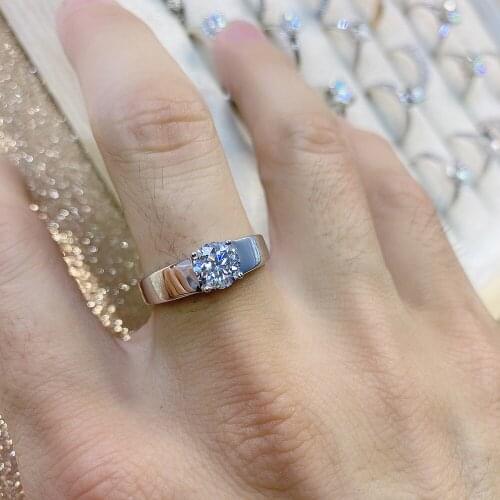 Men rings Moissanite rings jewelry diamond 0.5ct 1ct 925 Sterling Silver Ring rhodium plated for men engagement wedding party