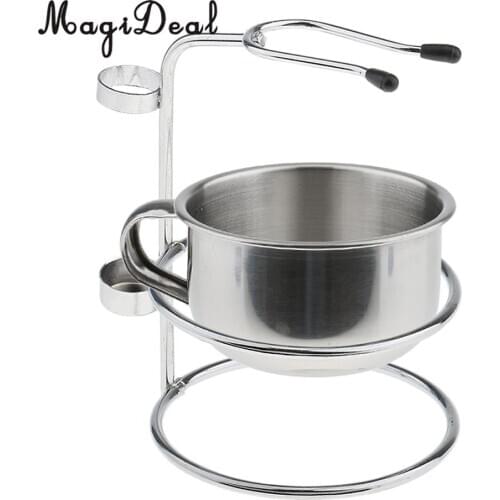 Set of 2pcs Bathroom Men Metal Shaving Stand Holder with Shave Bowl Kit