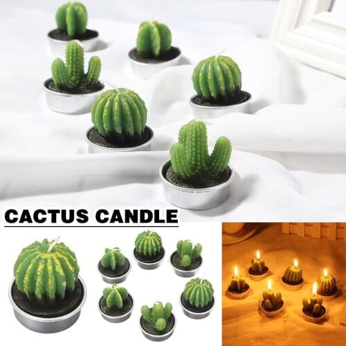 6 Pcs Cactus Candles Mini Set Candle Tea Light Party Home Decoration Ornaments DIY Candles