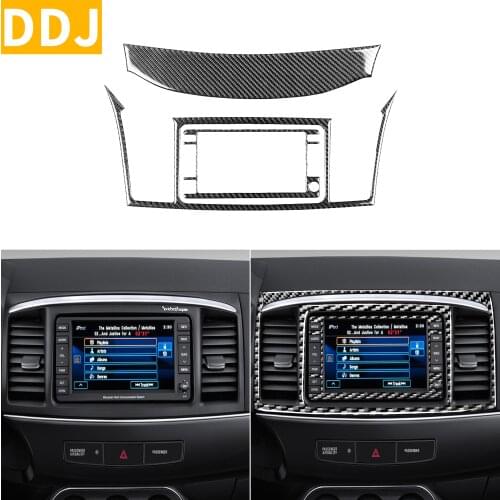 For Mitsubishi Lancer GTS ES DE 2008-2015 Carbon Fiber Navigation Panel Sticker Center Air Vent Frame Trim Strip Car Accessories