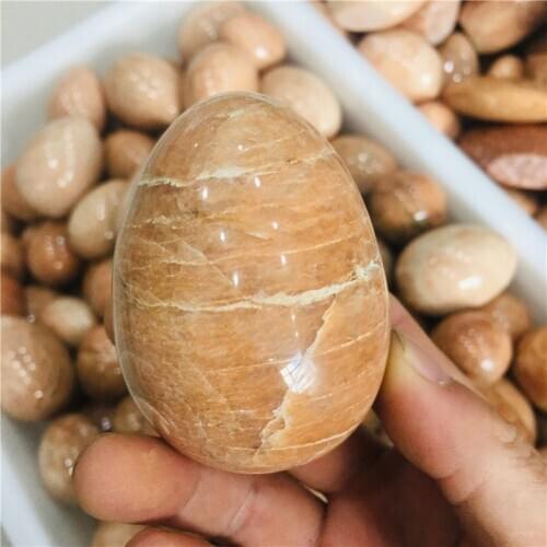 Natural peach moonstone sphere quartz crystal stone eggs healing reiki decoration gift
