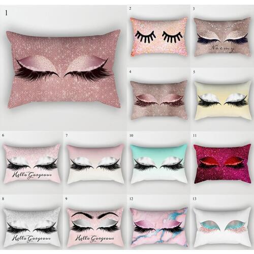 Pink Golden Pillowcase Eyelash Out Soft Velvet Cushion Cover 30x50cm Marble Pillow Cases Throw Waist Pillow Cover Home Decor