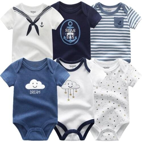 Newest Newborn 6PCS/lot Baby Boy Clothes Cotton 0-12M Baby Girl Clothes Bodysuit Unicorn Roupa de bebe Summer Short Sleeve