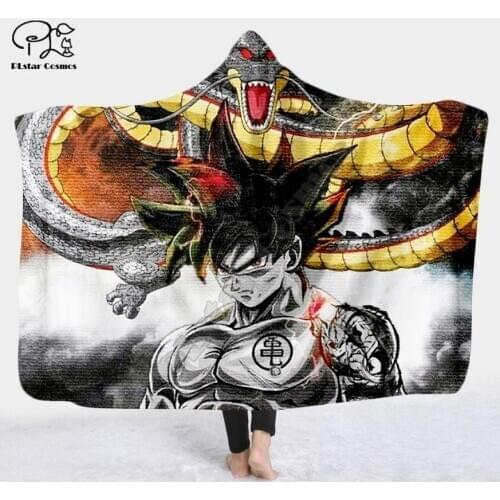 Anime 3d printed Hooded Blanket Adult colorful child Sherpa Fleece Wearable Blanket Microfiber Bedding