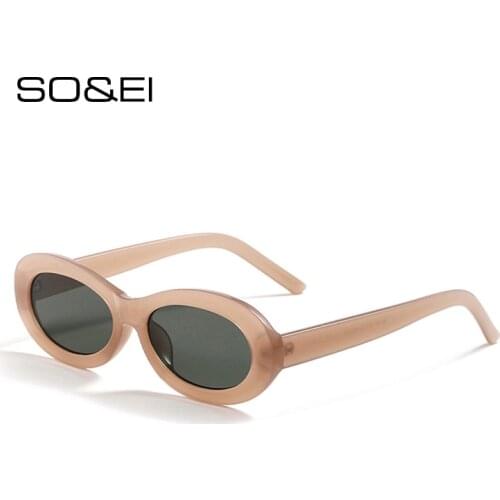 SO&EI Retro Oval Women Sunglasses Fashion Jelly Tea Dark Green Eyewear Trending Men Shades UV400 Sun Glasses
