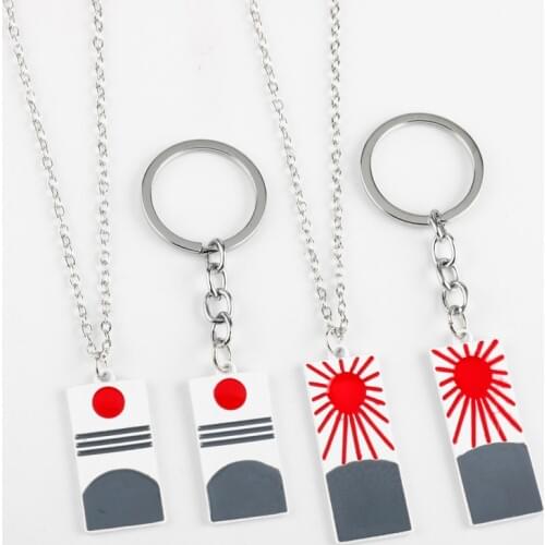 Anime Demon Slayer Kimetsu No Yaiba Kamado Tanjirou Necklace Enamel Metal Dog Tag Pendant Necklace Chain For Fans Colar