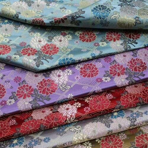 NW86 Flowers Embroidered Chinese Style Polyester Brocade Fabric Womens Dress Clothing Jackets Fabrics DIY Sewing Material