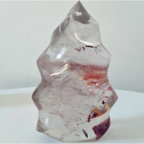 A Natural transparent quartz crystal flame Powerful magnetic field energy chakras High quality stones healing crystals