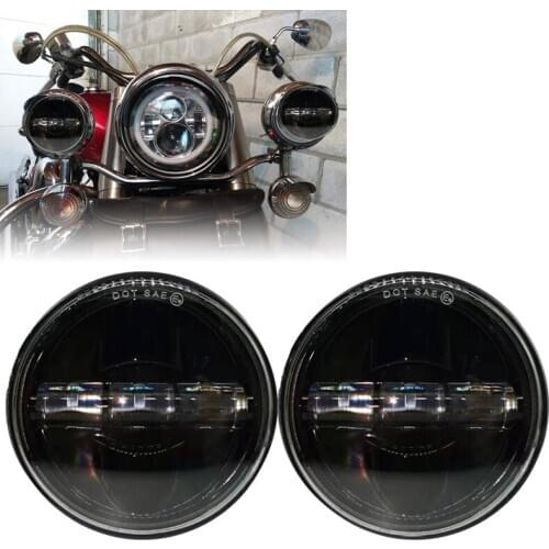 For Harley Black 4.5 inch 30W Motorcycle LED Fog Passing light Moto Auxiliary Driving lamp For Touring Softail Fatboy Switchback