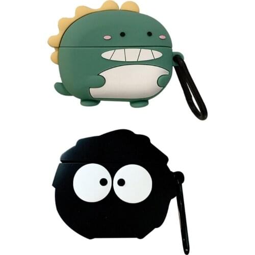 Cute Dinosaur Anti-fall Dust-proof Protective Cover Silicone Case for Huawei Freebuds 4i TWS Wireless Earphone