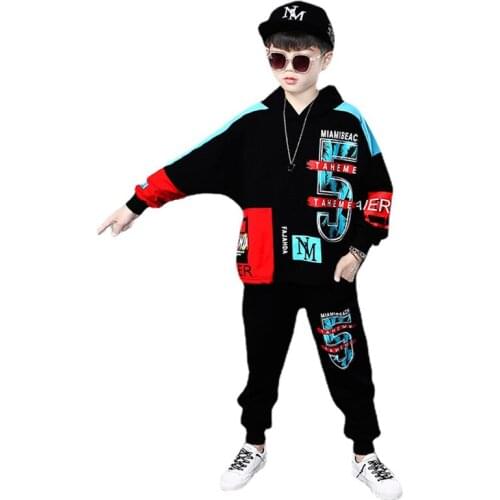 2021 Boys hip hop Dance Clothes Set Sweatshirt Pants Tracksuits Autumn Kids Sport Suit Children Clothing 7 8 9 10 11 12 Years
