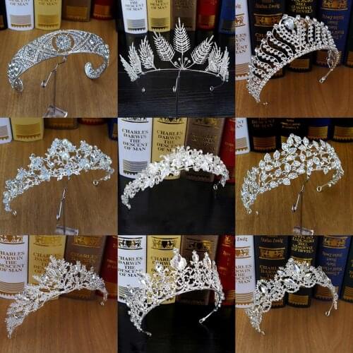 Silver Color Crystal Leaf Princess Tiaras Rhinestone Bridal Diadem Flower Bride Crown For Women Headbands Wedding Hair Jewelry
