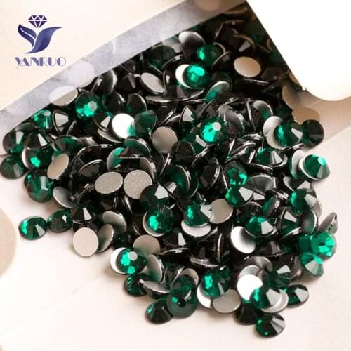 YANRUO 2058NoHF SS3-S34 Emerald Glue On Nails Flatback Strass Stones And Crystals Non Hot Fix Rhinestone