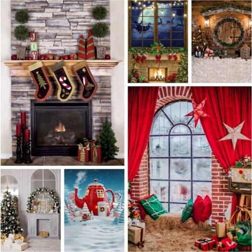 Yeele Christmas Backdrop For Photography Fireplace Gift Baby Birthday Party Decoration Background Photo Studio Photophone Props
