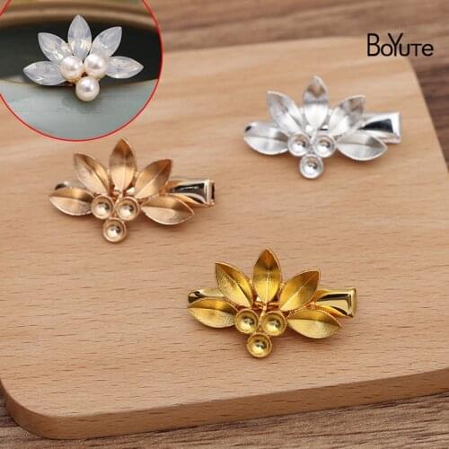BoYuTe (10 Pieces/Lot) 22*31MM Alloy Flower Hair Clips Factory Supply Handmade Diy Hair Accessories Materials