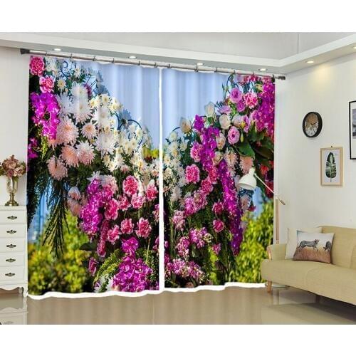 Customizable Blackout Curtains Drapes fresh flowers 3D Print Window decorate For Living room Bed room Office Hotel Wall Tapestr