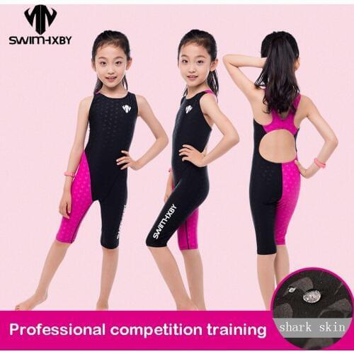 HXBY Swimsuit Girls Swimwear Kids One Piece Swimming Suit Professional Training Swimwear Childrens Competition Swimsuit Female