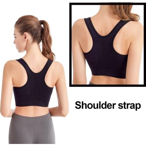 Women Sports Bra Zip Front Push Up Shockproof Racer Back Removable Pads Athletic Vest Workout Running Fitness Bra