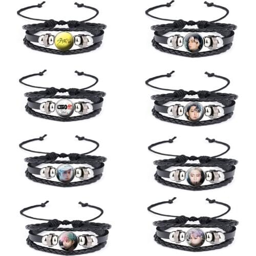 1pcs Kpop Stray Kids Go live Handmade Braided Leather Bracelet adjustable Size Straykids New album photo Bracelet