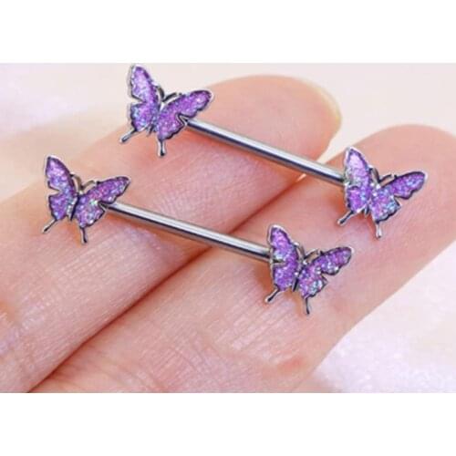 1pcs Stainless Steel Nipple Piercing Butterfly Barbell Nipple Shield Charming Nipple Rings Women Body Piercing Jewelry Nipple