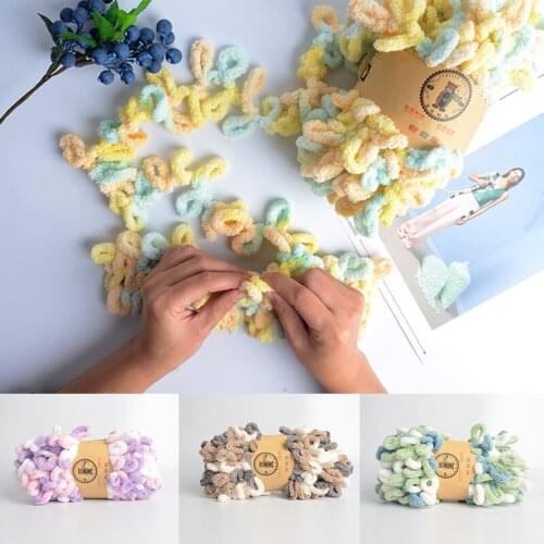 100g/Ball Fingering Loops Yarn Polyester Warm Puffi Circle Cotton Braided Rope DIY Crochet Yarn Handmade Knitting Scraf Hat