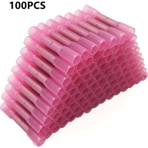 100Pcs Electrical Wire Heat Shrink Butt Connectors Waterproof Seal Splice Terminals Automotive Cable Crimping Terminal