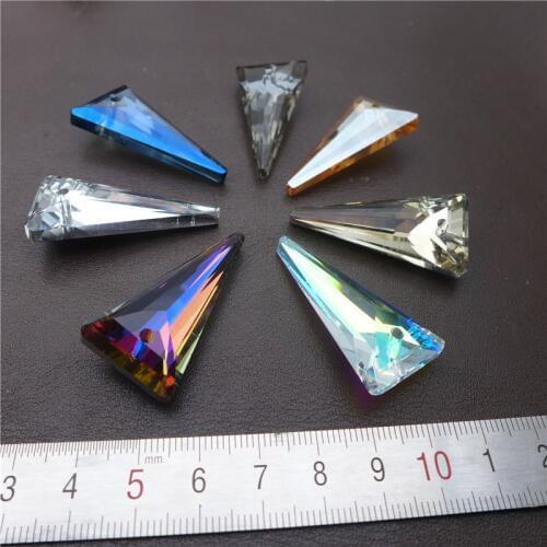 12PCS 38mm Austria crystal long triangle shape pendants glass AB rainbow lamp chandeliers beads rhinestone for Jewelry making k9