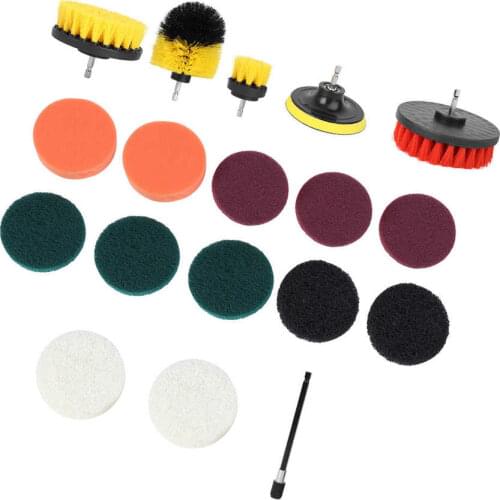 18Pcs Electric Drill Brush Set Multifunction Power Cleaner Scrubber Attachments Home Cleaning Supplies Power Scrub Pad