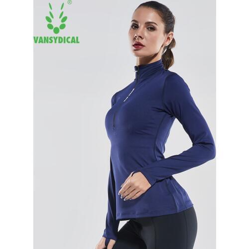 2018 Vansydical Womens Gym Sports Tights Sleeved Yoga Jacket Quick Dry Clothes Autumn And Winter Running Fitness Clothes