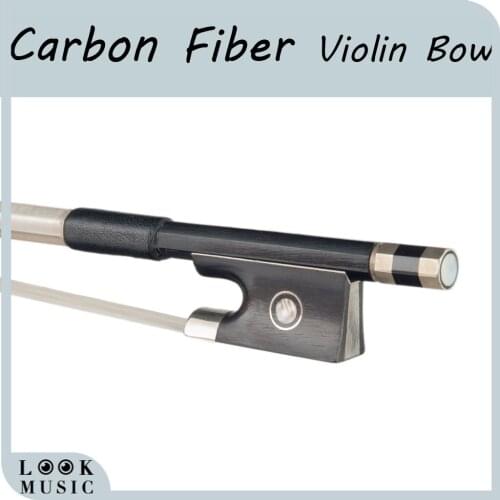 4/4 Black Carbon Fiber Violin Bow Ebony Frog W/Parisian Eyes Mongolian Horsehair