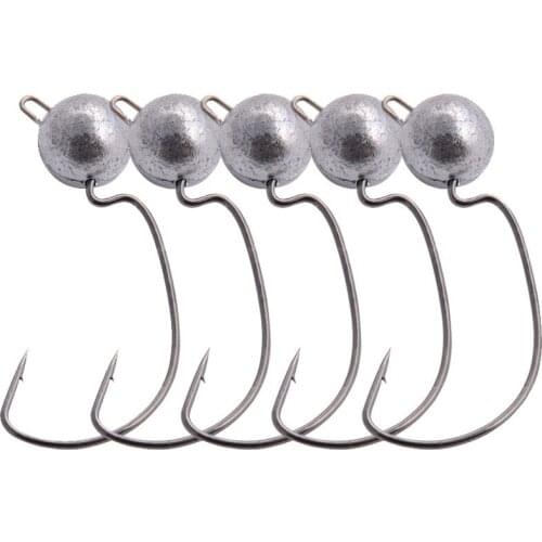 4PCS Fishing Hook Carbon Steel Wide Crank Offset Fishhook For Soft Worm Lure 1/0 9/0 Bass Barb Wobbler