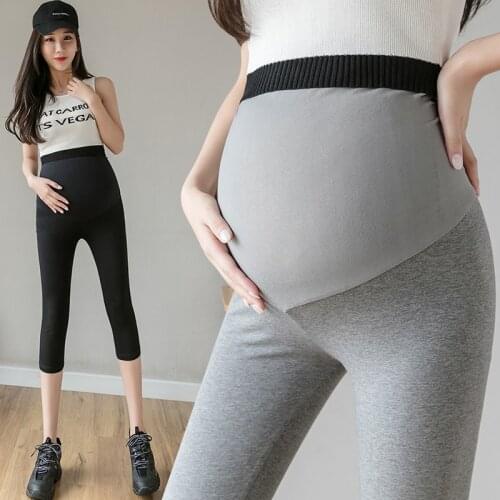 5647# Summer Thin Cotton Maternity Skinny Legging 7/10 Length Elastic Waist Belly Yoga Pants for Pregnant Women Pregnancy