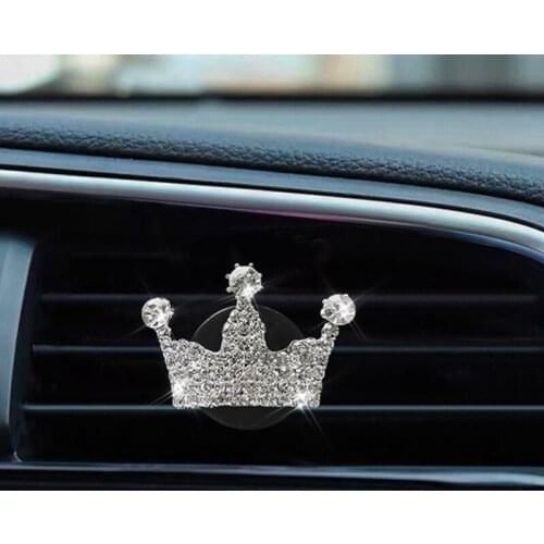 Car Rhinestone Crown Scent Clip Deodorizer Interior Decor for Auto Vehicle Long Lasting Fragrance Auto Accessories