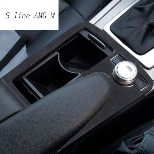 Car Styling For Mercedes Benz W204 W212 C E Class Coupe Suede leather Center Console Gear Shift Water Cup panel Stickers RHD LHD