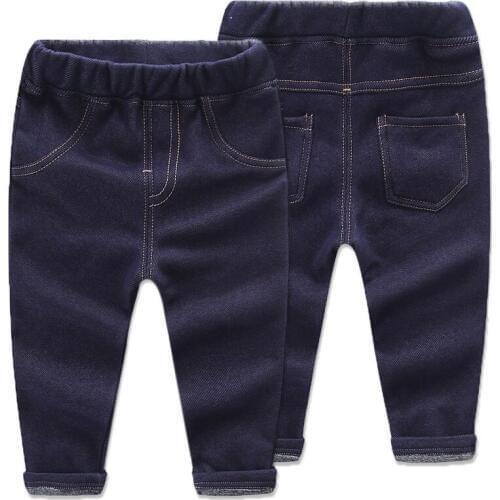 Baby Warm Pants Bright Jeans with Fleece Baby Girls Boys Leggings Winter Jeans For Kids Trousers For Children 12M-4T