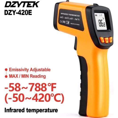 DZYTEK Non-contact Digital Laser Infrared Thermometer Gun High Low Temperature Alarm -58℉~788℉ Pyrometer Temperature Meter