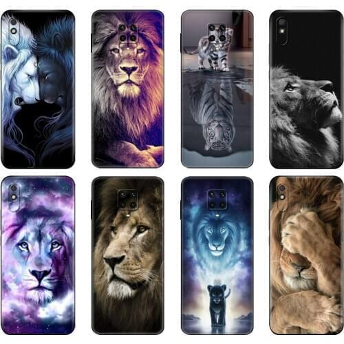 Black tpu Case For Xiaomi Redmi 7A 8 8A 9 9A 9C Case Redmi Note 8T 8 Pro T Note 9 9S 9 Pro Case Lion Animal