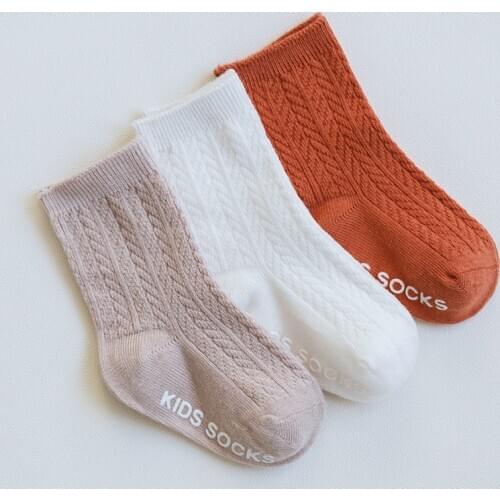 Baby Socks Set Anti Slips Cotton Kids Socks Rubber Soles Toddler Ribbed Floor Sock Infant Solid Color Sokken Girls Boy 3 Pairs