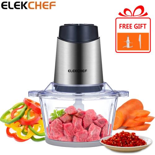 ELEKCHEF Electric Food Processor Chopper Two Speeds 1.8L Glass Bowl Blender Meat Grinder For Baby Food Vegetables Onion Garlic