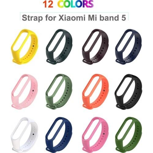 Gosear 12PCS Colors TPE Watch Band Wristband Bracelets Replacement Strap for Xiaomi Mi Band 5 Sports Smart Watch Fitness Tracker