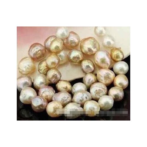 Fine gorgeous 12-13mm south sea baroque multicolor keshi pearl necklace 18inch