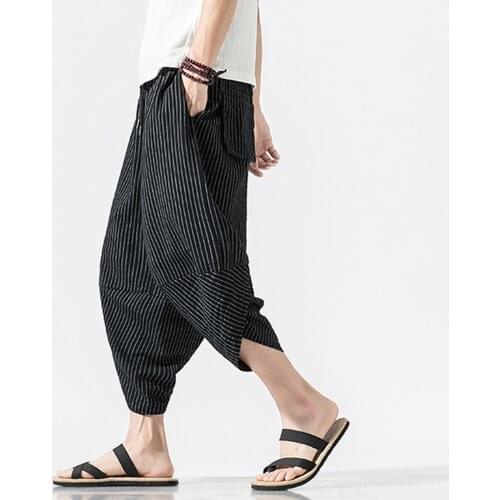 Summer Men Pants Loose Harajuku Pants 2021 New Casual Linen Harem Pants Jogger Fitness Trousers Loose Pants