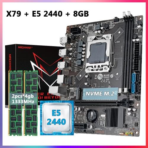 Machinist X79 Motherboard Set With LGA 1356 Intel Xeon E5 2440 Cpu 2pcs x 4GB = 8GB 1333MHz DDR3 ECC REG Memory RAM X79 E5 V304