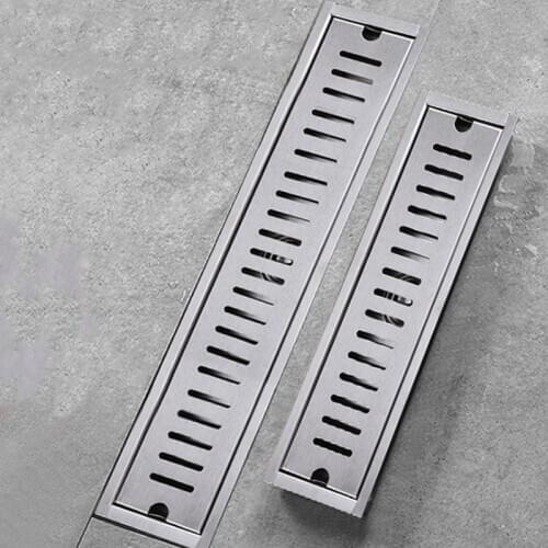 SUS 304 Stainless Steel Floor Drain Brushed Rectangular Linear Anti-Odor Kitchen Bathroom Shower Drainer Trap Waste Grate Cover