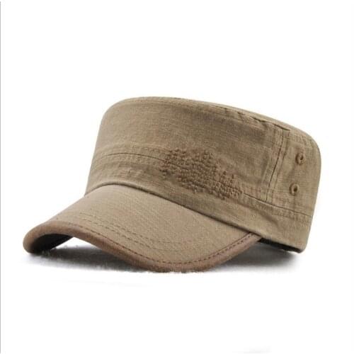 Trendy fashion mens and womens flat-top sun caps edging fashion outdoor military hats