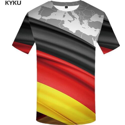 KYKU World Map T-shirt Men German Flag T-shirts 3d Geometric Anime Clothes Harajuku Tshirts Casual Colorful Shirt Print